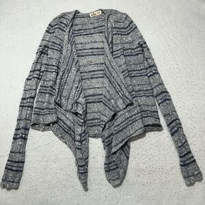 Hollister Women's XS Waterfall Cardigan Open Front Gray Blue Striped Sweater